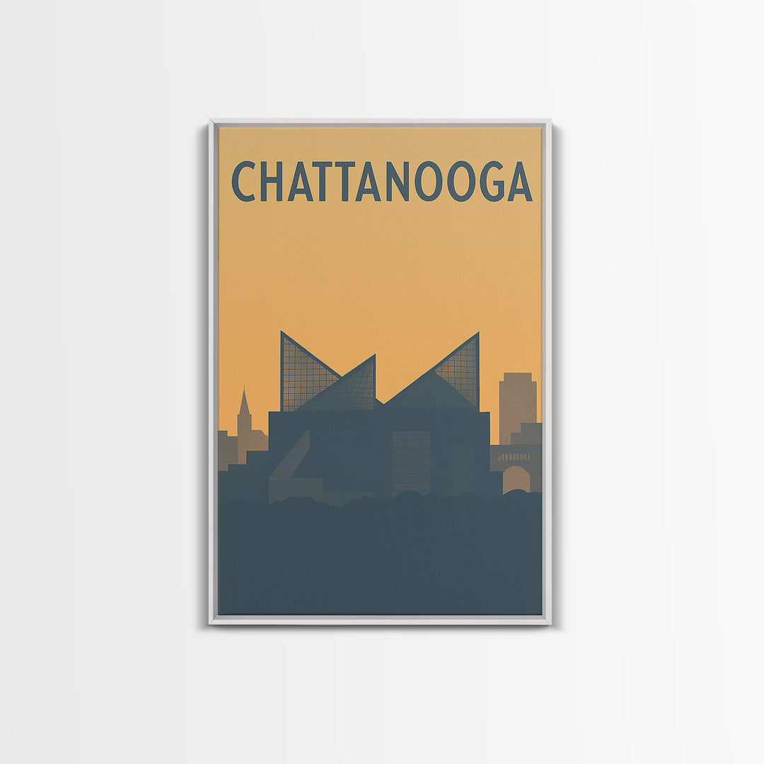Chattanooga Travel Poster, Framed Canvas Print, Minimalist Retro Wall Art, Chattanooga Art Print, Home Office Decor, Travel Poster Set