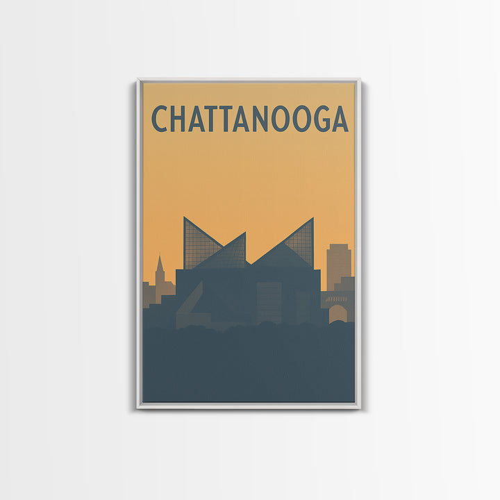 Chattanooga Travel Poster, Framed Canvas Print, Minimalist Retro Wall Art, Chattanooga Art Print, Home Office Decor, Travel Poster Set
