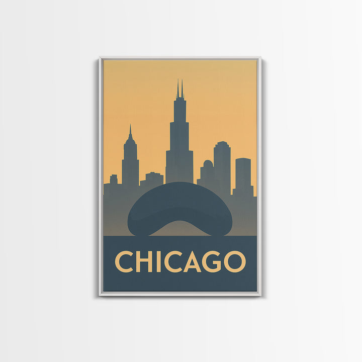 Chicago Illinois Travel Poster, Canvas Print, Retro Wall Art, Chicago Travel Art, Fine Art Print, Vintage City Art, Travel Art Print