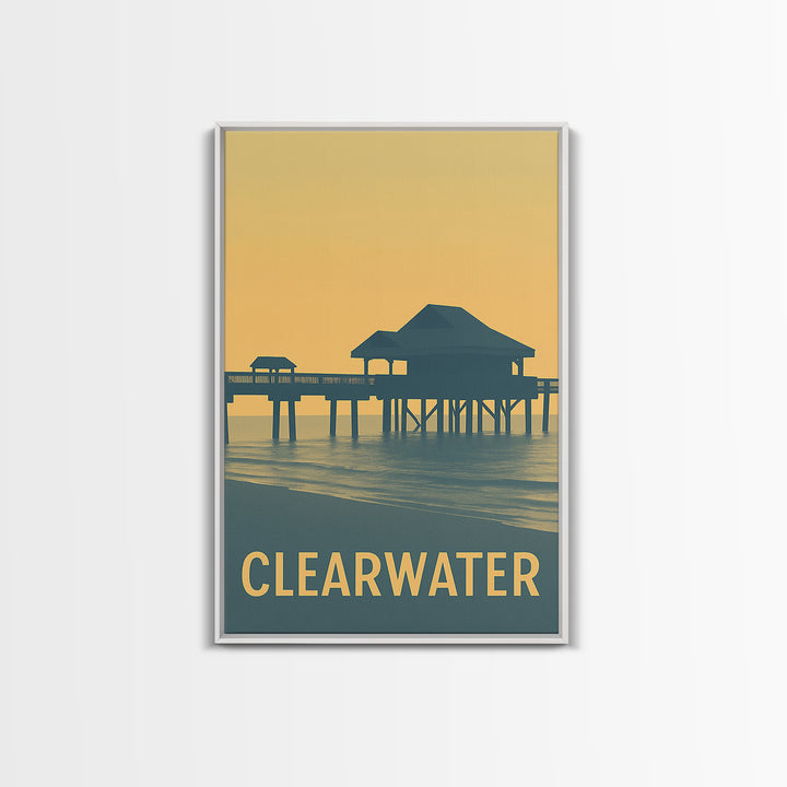 Clearwater Florida Travel Poster, Canvas Print, Sunset Skyline Wall Art, Clearwater Travel Art, Travel Poster Set, City Travel Prints