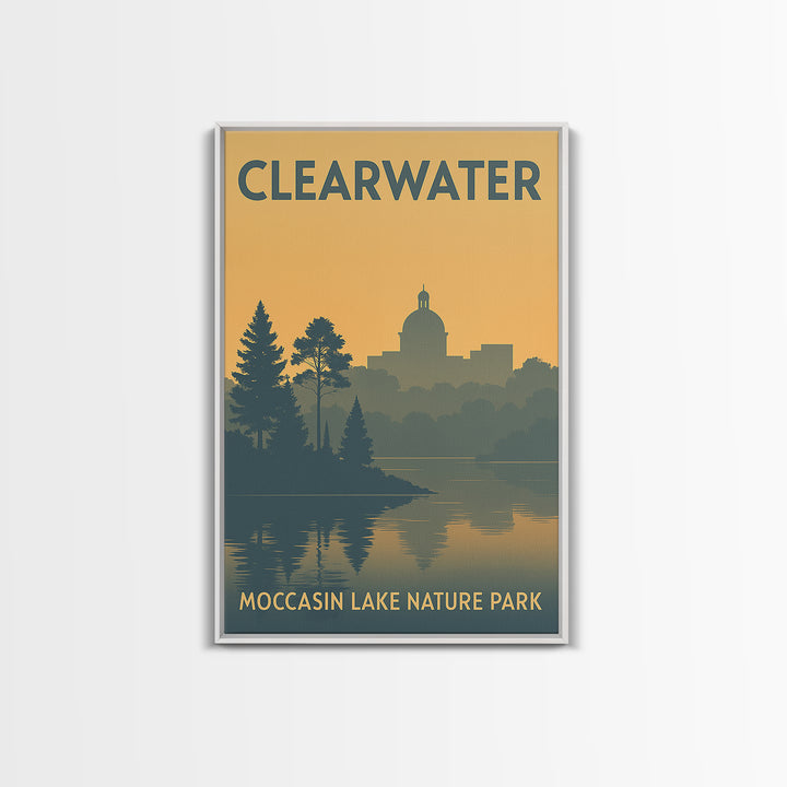 Clearwater Travel Poster, Framed Canvas Print, Sunset Skyline Wall Art, Clearwater City Art, Travel Poster Set, City Travel Prints