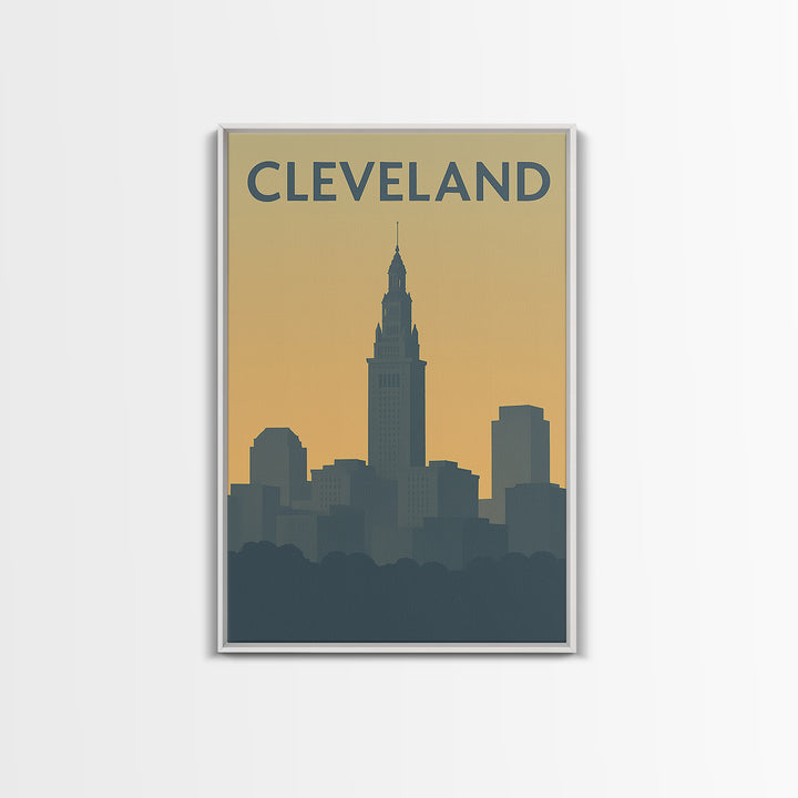 Cleveland Travel Poster, Canvas Print, Vintage City Poster Art, Cleveland Art Print, Travel Wall Art, Retro Travel Print, Travel Art Print