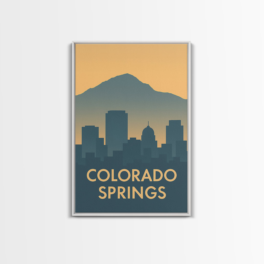 Colorado Springs Travel Poster, Canvas Print, Mid Century Travel Art, Colorado Springs Wall Art, Living Room Wall Art, Mid Century Wall Art
