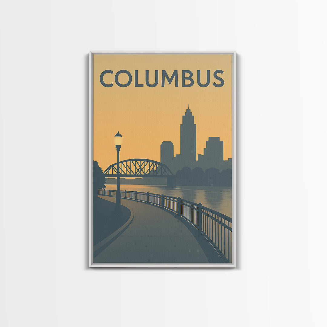 Columbus Ohio Travel Poster, Canvas Print, Mid Century Travel Art, Columbus Art Print, Wall Art, Eclectic Wall Decor, Travel Decor