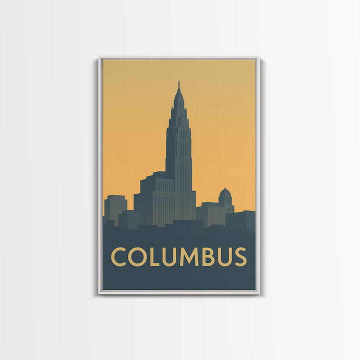 Columbus Travel Poster, Canvas Print, Mid Century Travel Art, Columbus Travel Art, Travel Poster Art, Travel Art Print, Modern Wall Decor