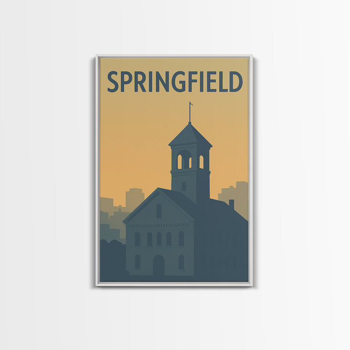 Springfield Travel Poster, Framed Canvas Print, Vintage City Poster Art, Springfield Art Print, Vintage City Poster, Mid Century Wall Art