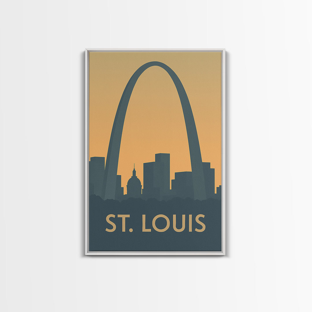 St Louis Missouri Travel Poster, Canvas Print, Sunset Skyline Wall Art, St Louis Art Print, Retro Travel Print, Wall Decor, Fine Art Print