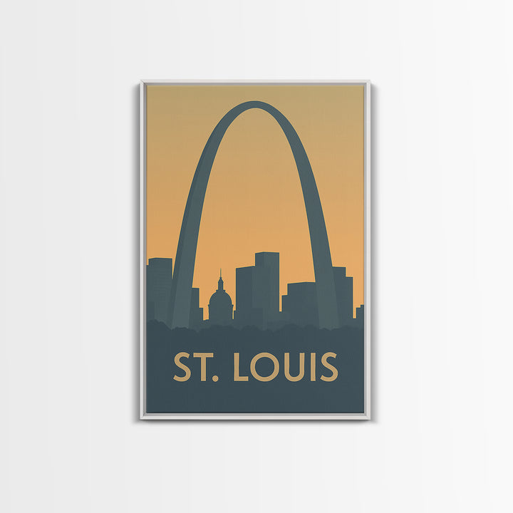 St Louis Missouri Travel Poster, Canvas Print, Sunset Skyline Wall Art, St Louis Art Print, Retro Travel Print, Wall Decor, Fine Art Print