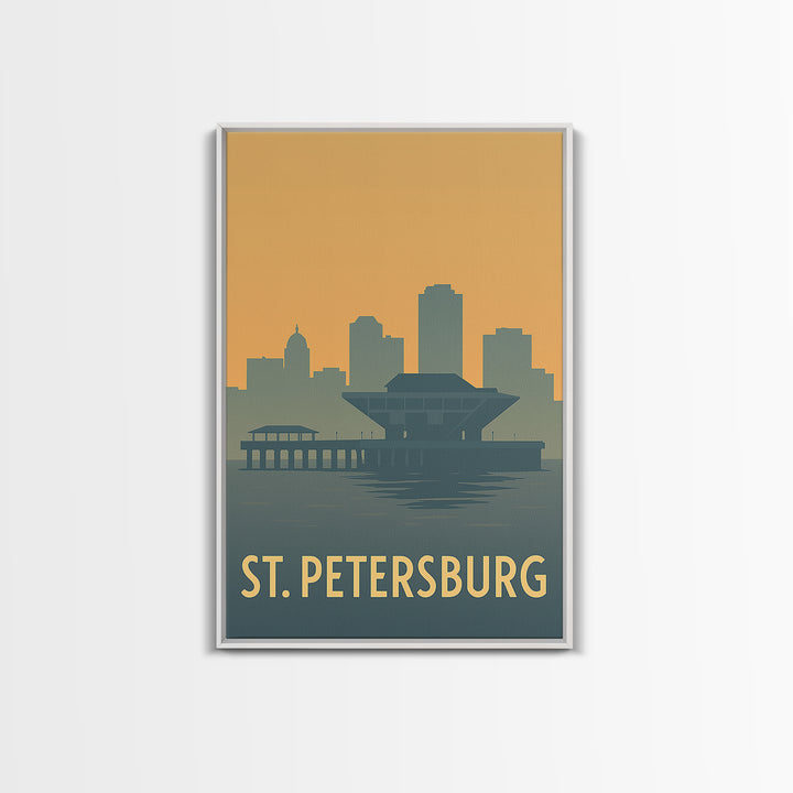 St Petersburg Travel Poster, Framed Canvas Print, Sunset Skyline Wall Art, St Petersburg Art Print, City Art Print, Fine Art Print
