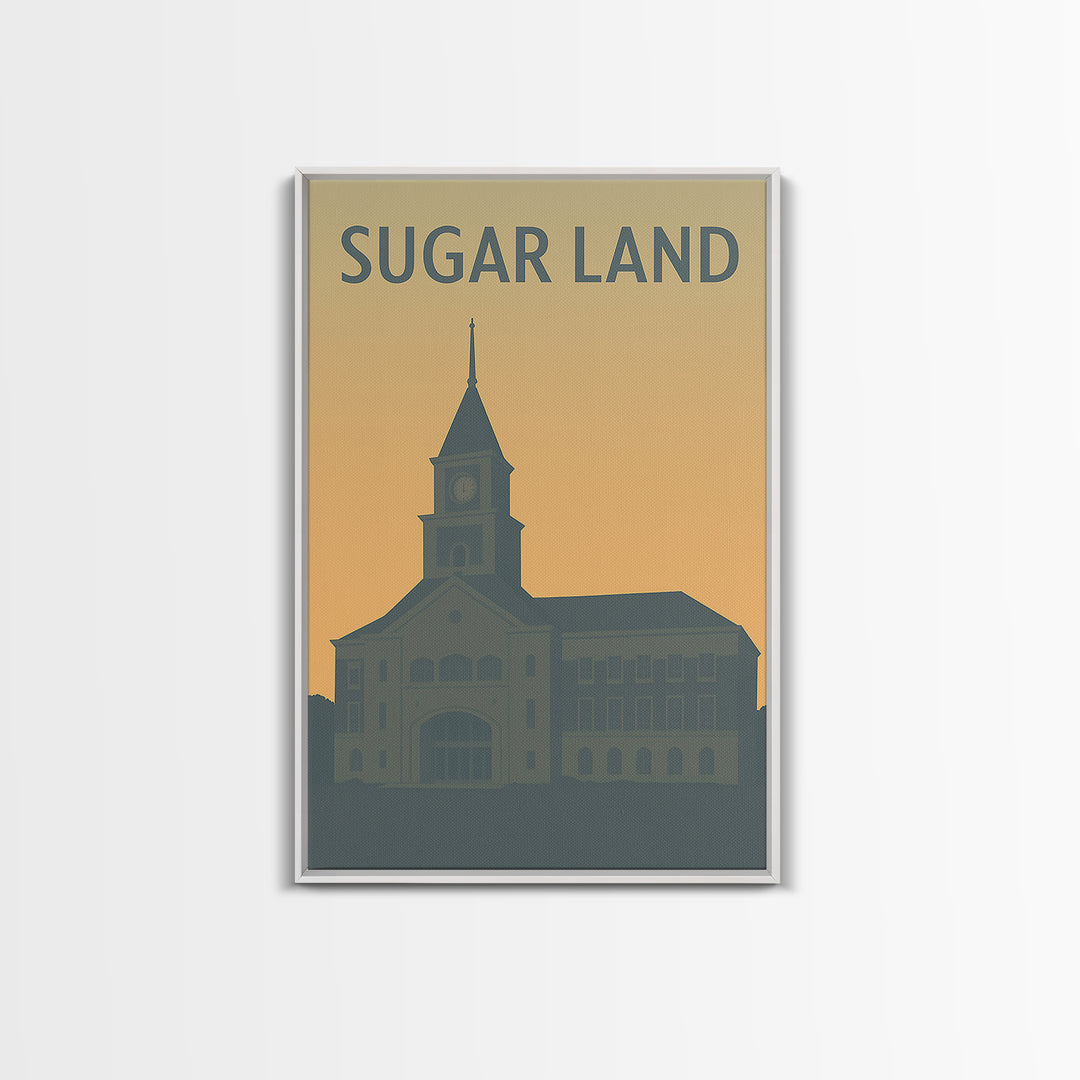 Sugar Land Texas Travel Poster, Canvas Print, Minimalist Retro Wall Art, Sugar Land City Art, Wanderlust Decor, Living Room Wall Art