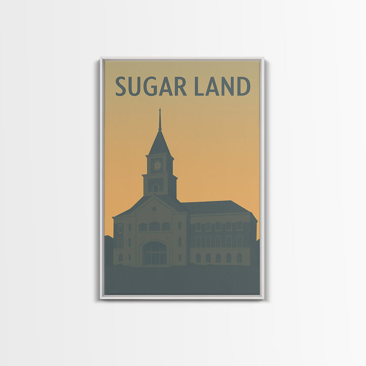Sugar Land Texas Travel Poster, Canvas Print, Minimalist Retro Wall Art, Sugar Land City Art, Wanderlust Decor, Living Room Wall Art