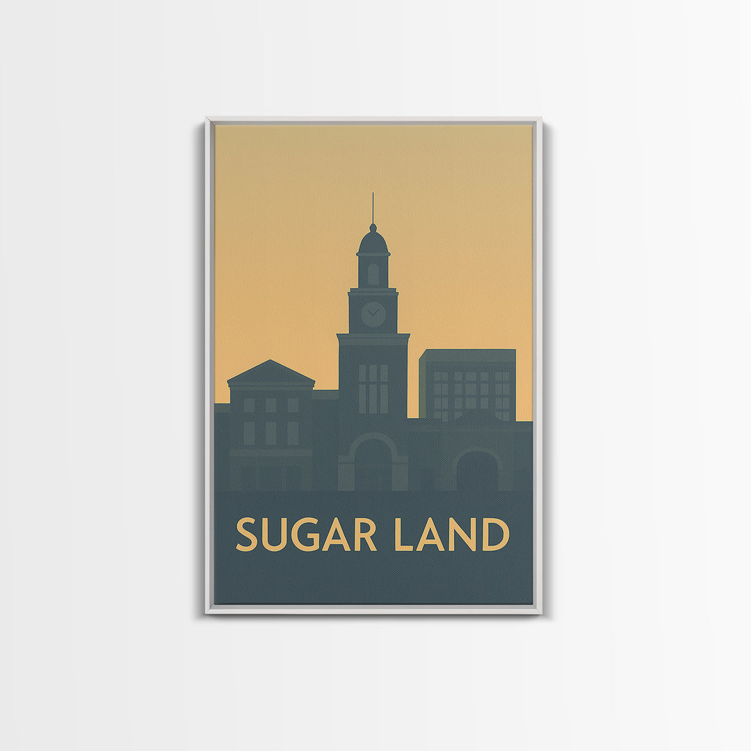 Sugar Land Travel Poster, Canvas Print, Mid Century Travel Art, Sugar Land Art Print, Travel Wall Art, Vintage Travel Print, Poster Art