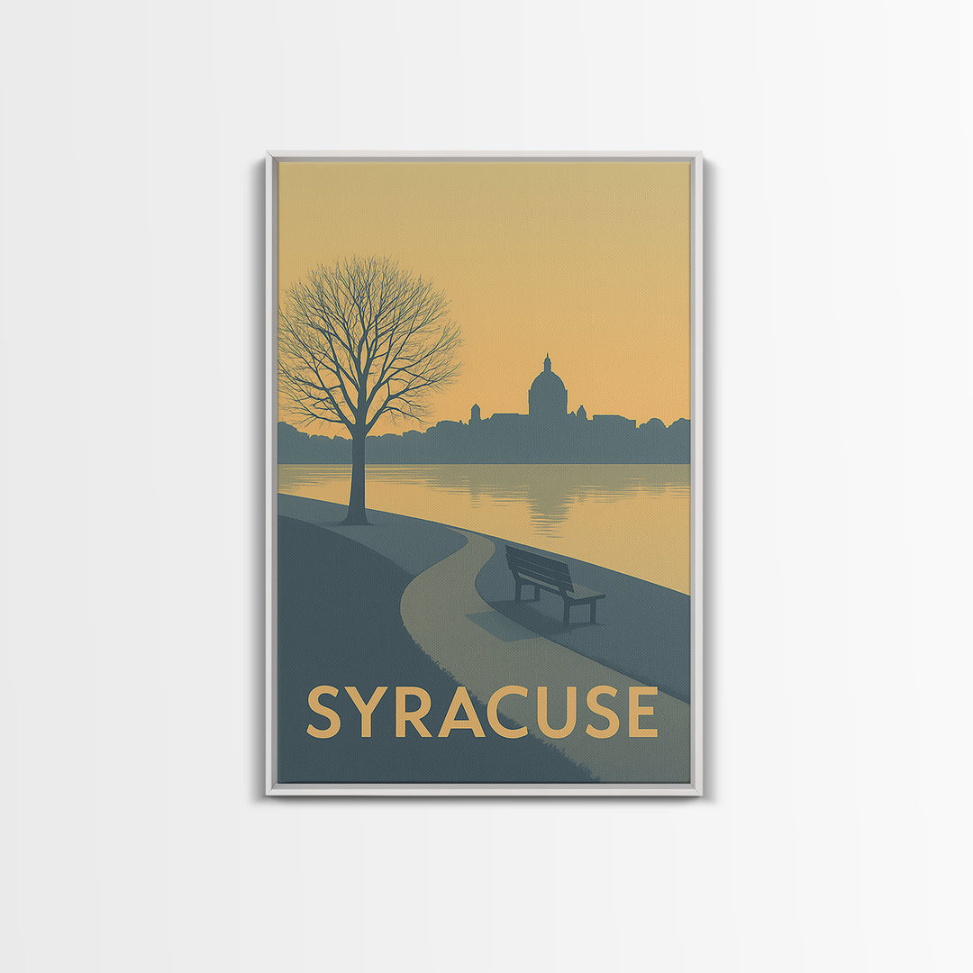 Syracuse Travel Poster, Canvas Print, Minimalist Retro Wall Art, Syracuse City Art, Home Office Decor, Mid Century Wall Art, Home Decor