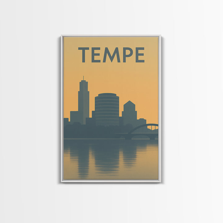 Tempe Travel Poster, Framed Canvas Print, Minimalist Retro Wall Art, Tempe Poster Print, Living Room Wall Art, Travel Poster Set