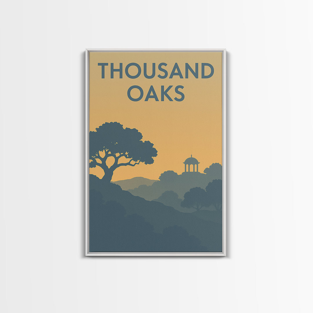 Thousand Oaks California Travel Poster, Canvas Print, Sunset Skyline Wall Art, Thousand Oaks City Art, Vintage City Art, Art Print