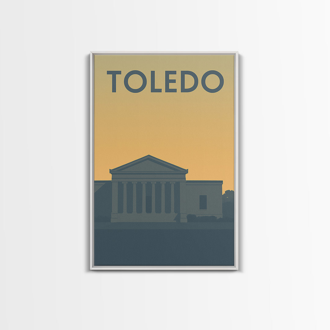Toledo Travel Poster, Framed Canvas Print, Mid Century Travel Art, Toledo Art Print, Gift For Travelers, Modern Wall Decor, City Art Print