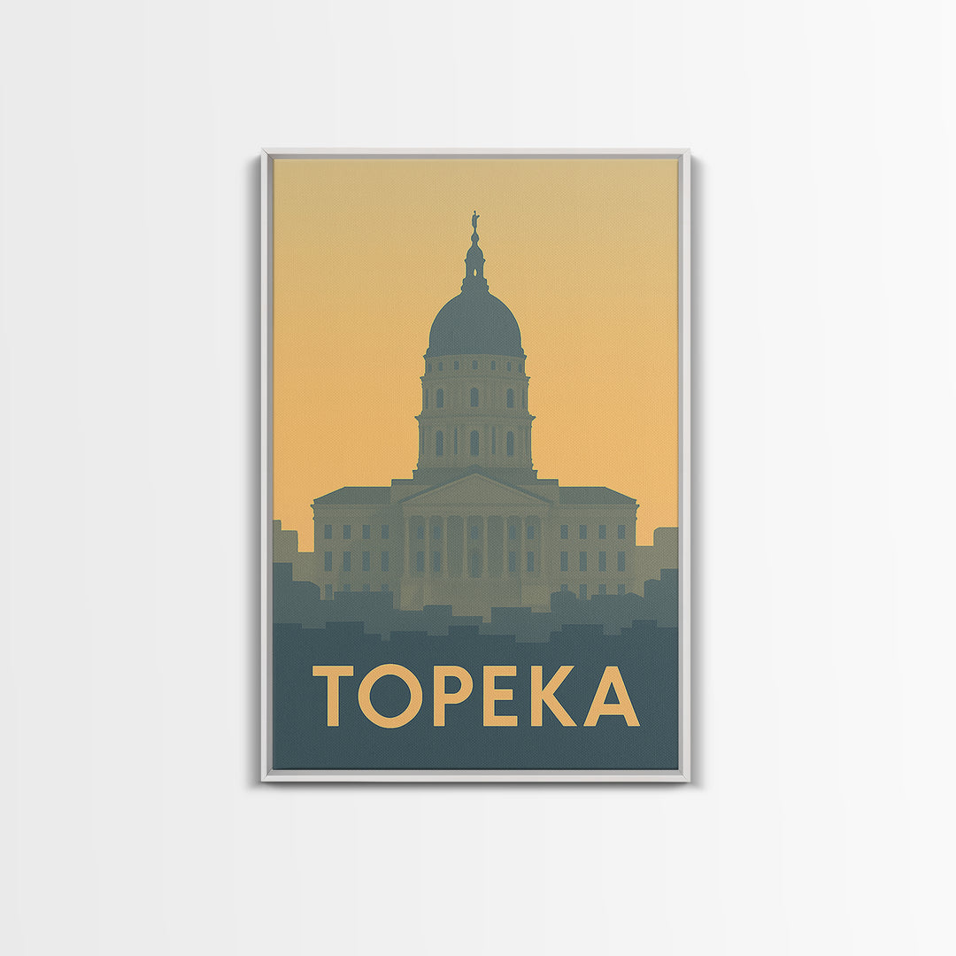 Topeka Travel Poster, Framed Canvas Print, Minimalist Retro Wall Art, Topeka Travel Art, Vintage Travel Art, Travel Art Print, Design 2