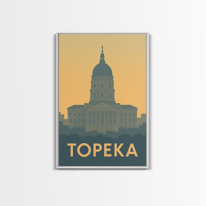 Topeka Travel Poster, Framed Canvas Print, Minimalist Retro Wall Art, Topeka Travel Art, Vintage Travel Art, Travel Art Print, Design 2