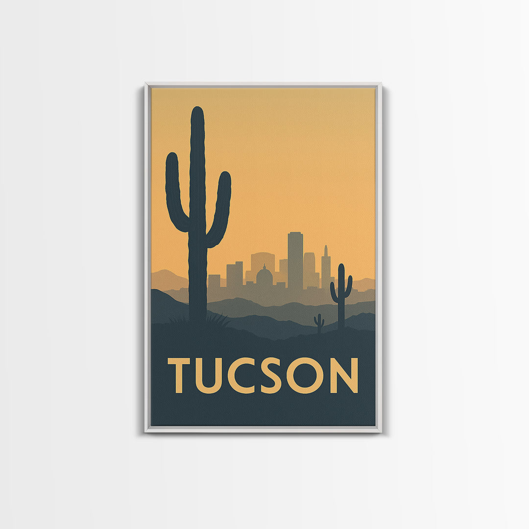 Tucson Travel Poster, Framed Canvas Print, Vintage City Poster Art, Tucson Wall Art, Travel Wall Art, Living Room Wall Art, City Poster
