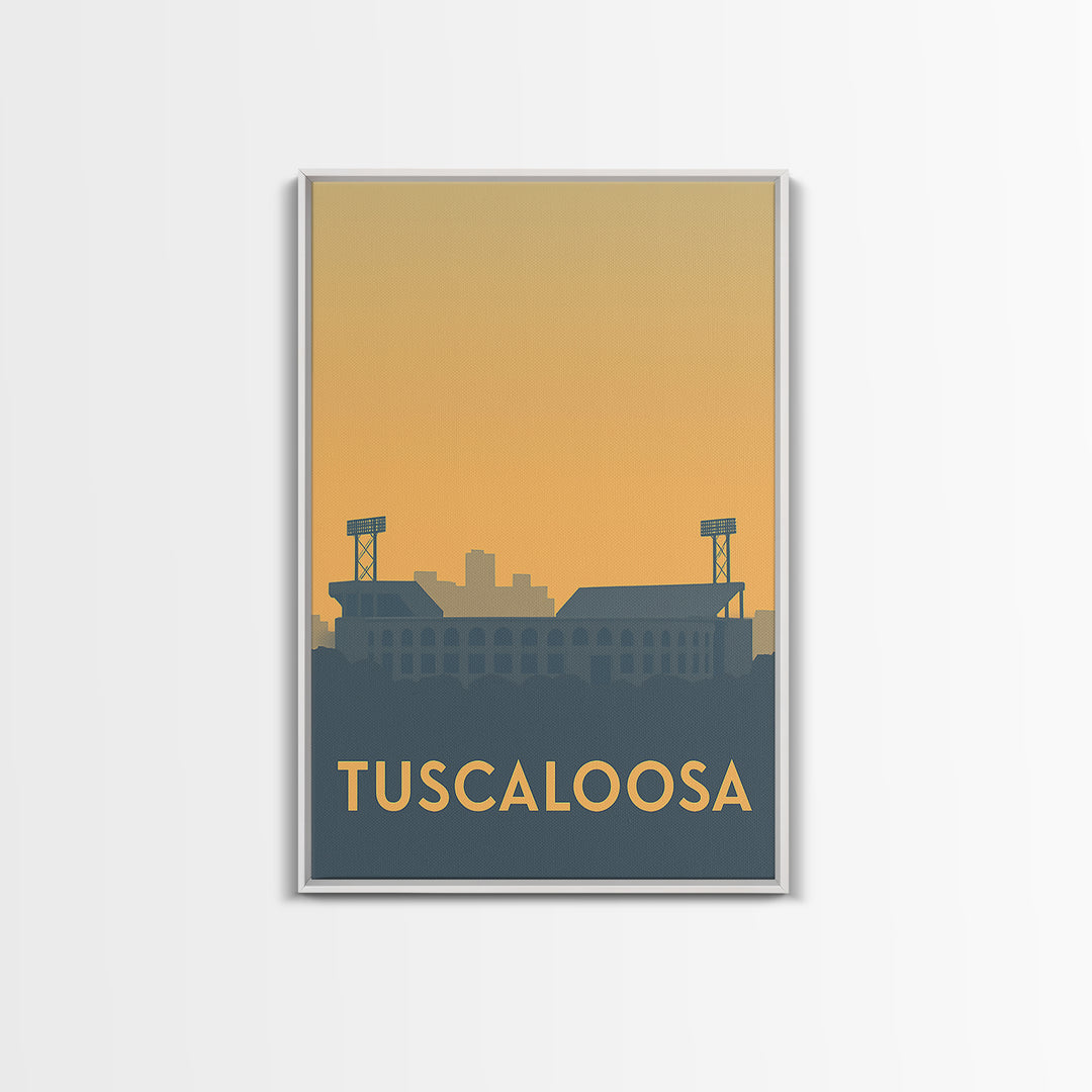Tuscaloosa Alabama Travel Poster, Canvas Print, Sunset Skyline Wall Art, Tuscaloosa Travel Art, Living Room Wall Art, City Art Print