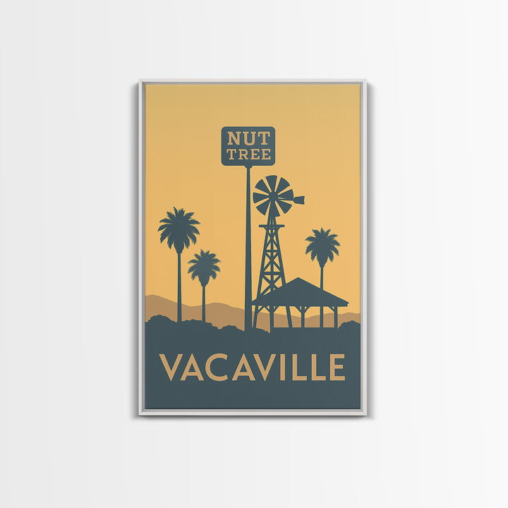 Vacaville Travel Poster, Framed Canvas Print, Minimalist Retro Wall Art, Vacaville Poster Print, Eclectic Wall Decor, Living Room Wall Art