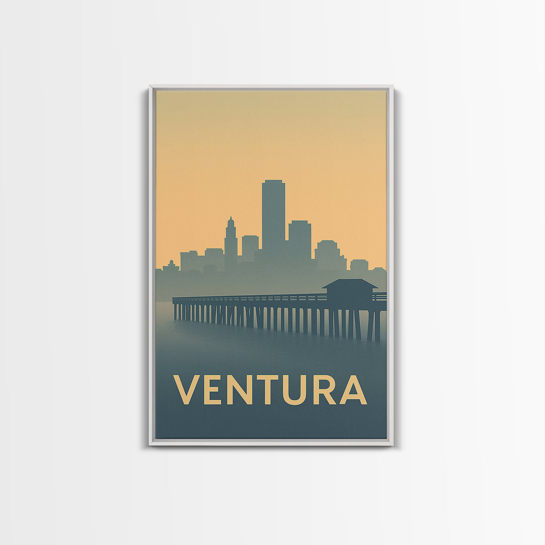 Ventura Travel Poster, Framed Canvas Print, Mid Century Travel Art, Ventura Art Print, Vintage Travel Art, Vintage Travel Print