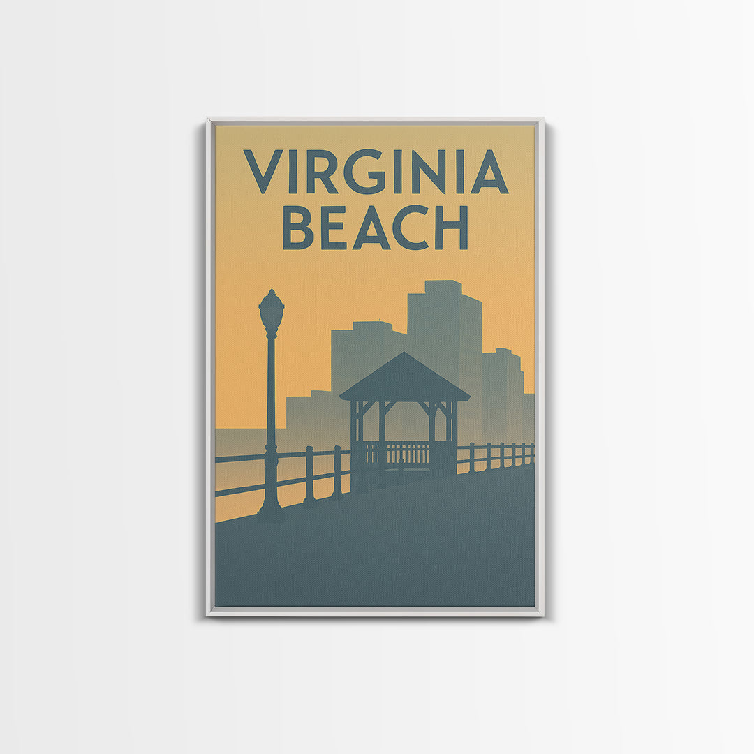 Virginia Beach Travel Poster, Framed Canvas Print, Vintage City Poster Art, Virginia Beach Art Print, Vintage City Art, Gift For Travelers