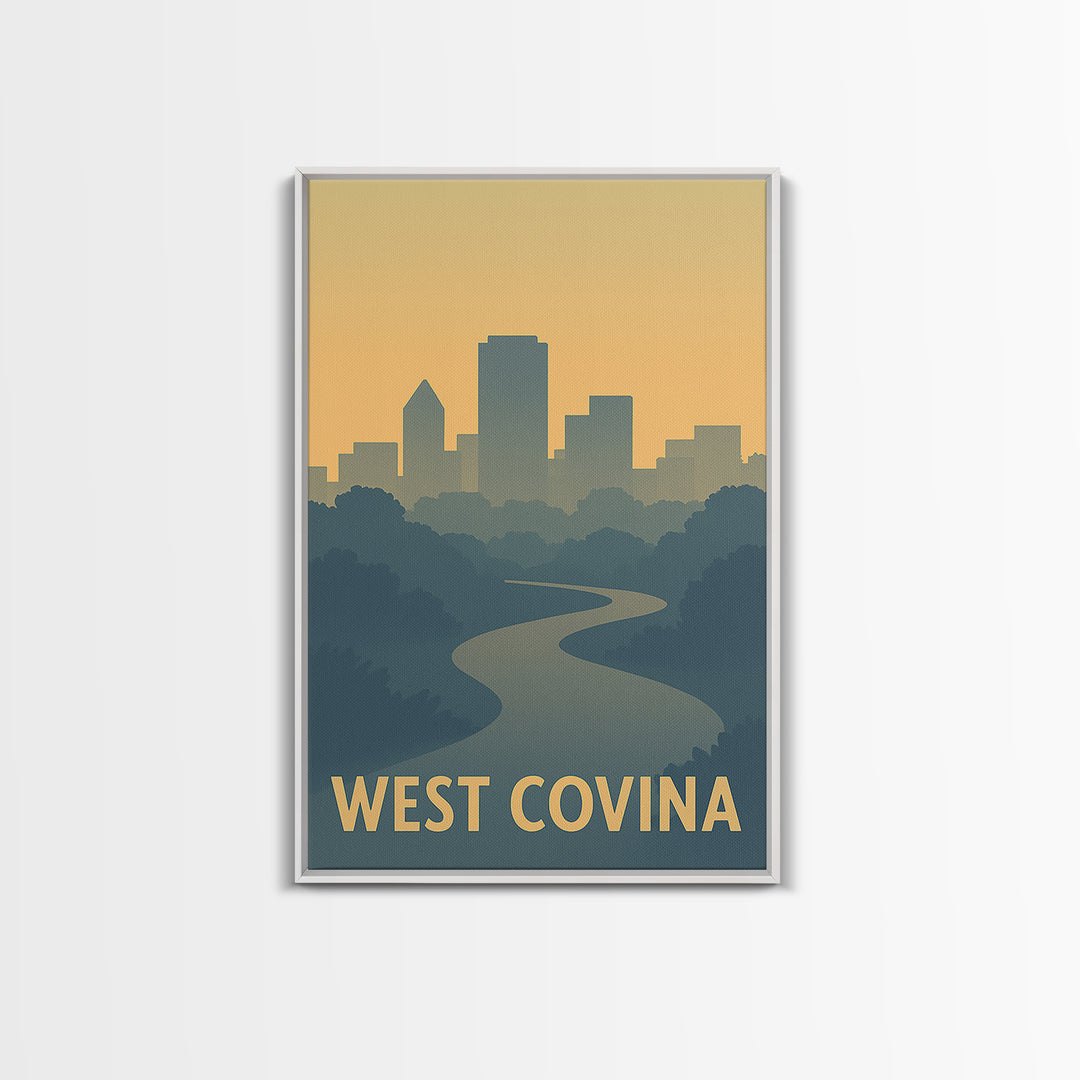 West Covina Travel Poster, Canvas Print, Mid Century Travel Art, West Covina Poster Print, City Art Print, Travel Art Print, Travel Print