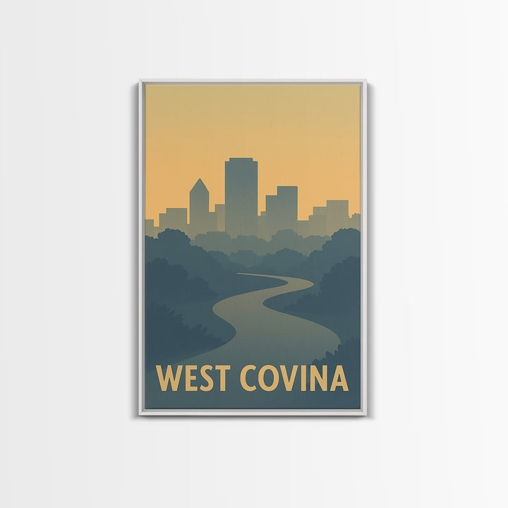 West Covina Travel Poster, Canvas Print, Mid Century Travel Art, West Covina Poster Print, City Art Print, Travel Art Print, Travel Print