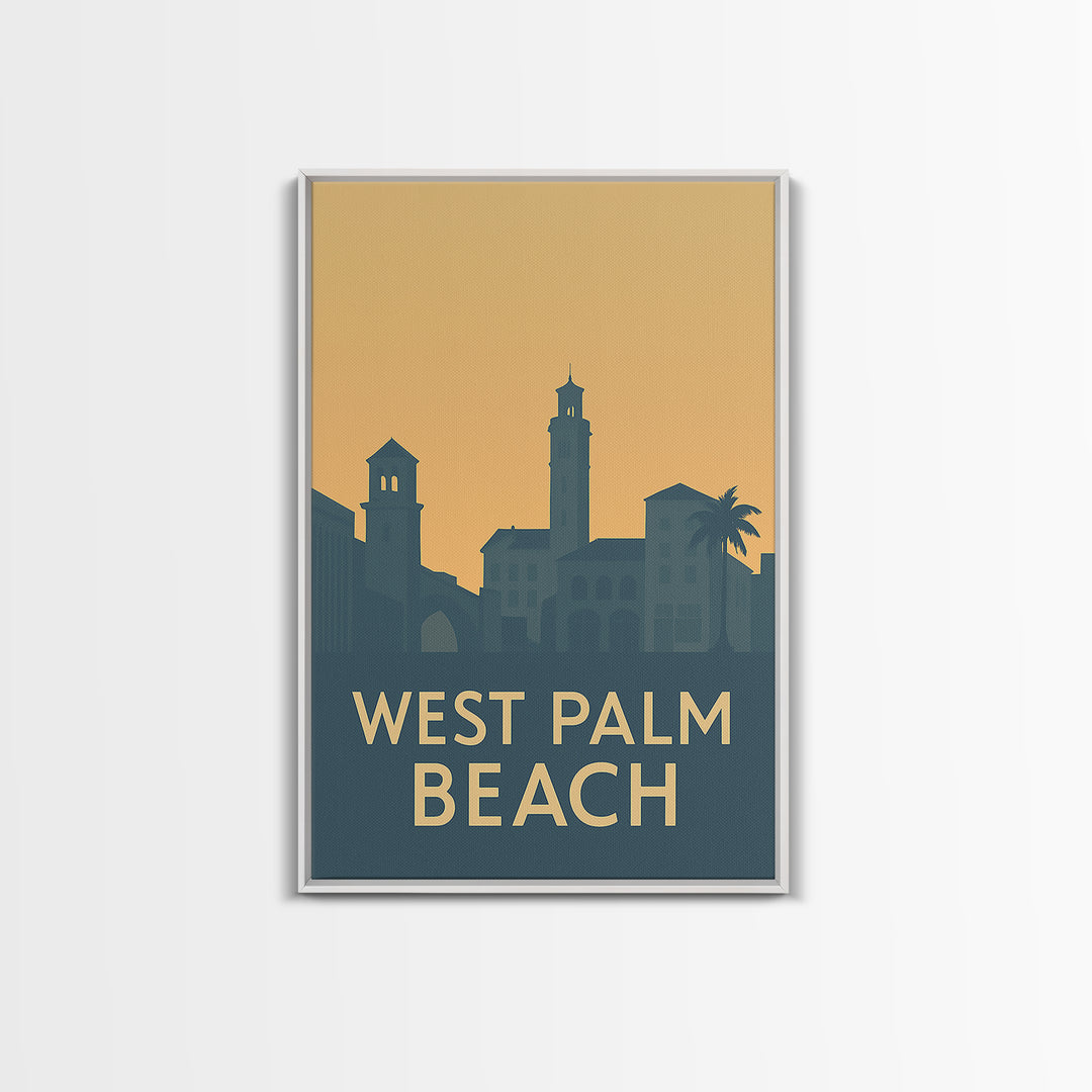 West Palm Beach Florida Travel Poster, Canvas Print, Retro Wall Art, West Palm Beach Wall Art, Travel Wall Art, Retro Travel Print