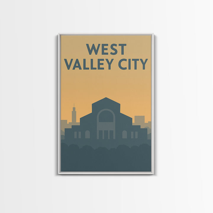 West Valley City Travel Poster, Framed Canvas Print, Mid Century Travel Art, West Valley City Poster Print, Eclectic Wall Decor