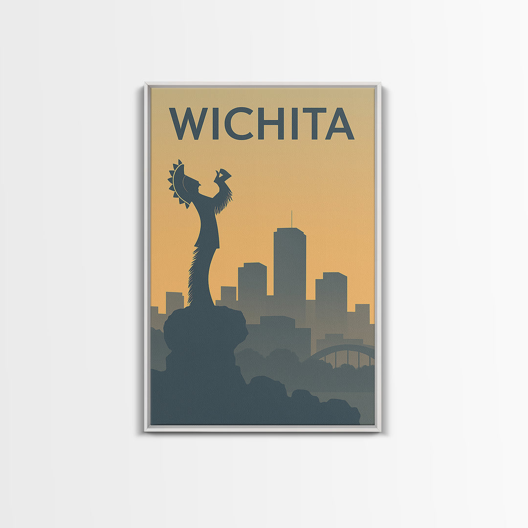 Wichita Kansas Travel Poster, Canvas Print, Sunset Skyline Wall Art, Wichita Art Print, Vintage Travel Art, Vintage Travel Print, Wall Art