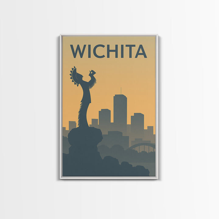 Wichita Kansas Travel Poster, Canvas Print, Sunset Skyline Wall Art, Wichita Art Print, Vintage Travel Art, Vintage Travel Print, Wall Art