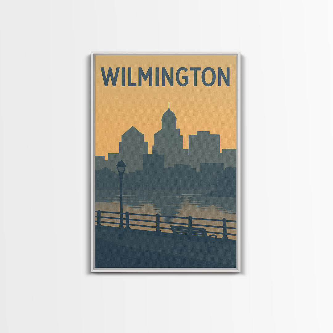 Wilmington Travel Poster, Framed Canvas Print, Mid Century Travel Art, Wilmington Art Print, Fine Art Print, City Travel Prints