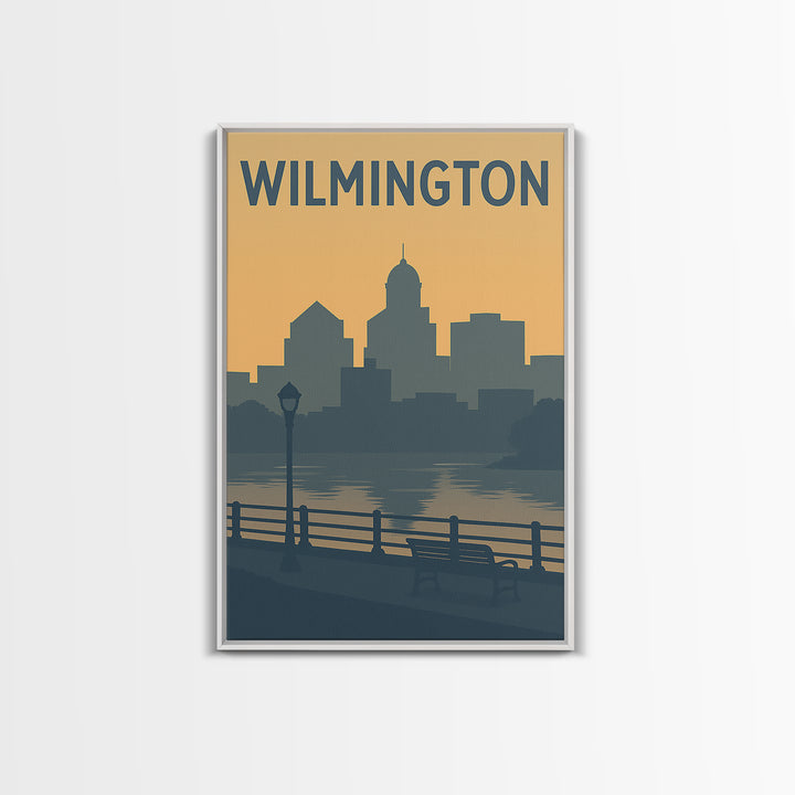 Wilmington Travel Poster, Framed Canvas Print, Mid Century Travel Art, Wilmington Art Print, Fine Art Print, City Travel Prints