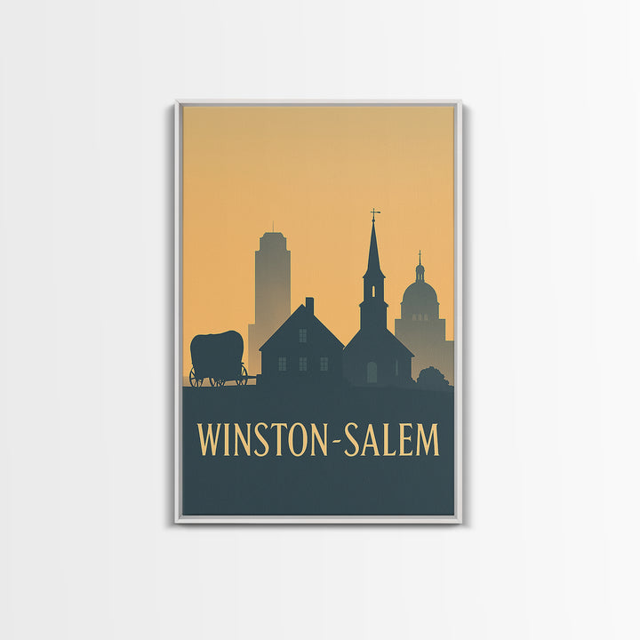 Winston Salem North Carolina Travel Poster, Canvas Print, Retro Wall Art, Winston Salem Art Print, Gift For Travelers, Vintage City Poster