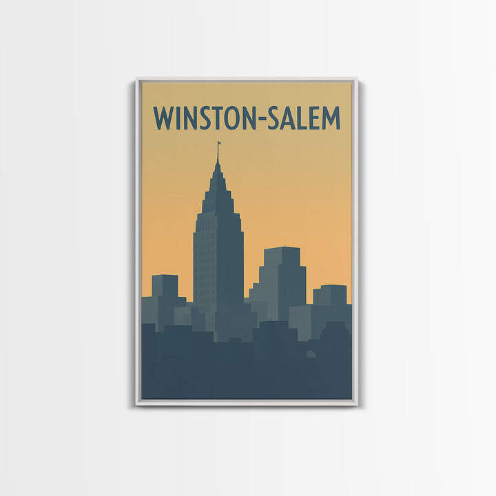 Winston Salem Travel Poster, Framed Canvas Print, Minimalist Retro Wall Art, Winston Salem Travel Art, City Art Print, Travel Art Print