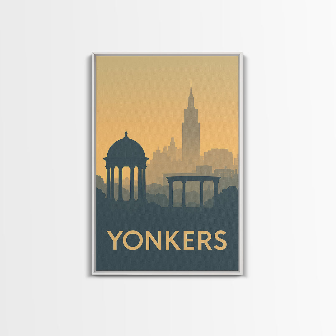 Yonkers Travel Poster, Framed Canvas Print, Minimalist Retro Wall Art, Yonkers Travel Art, Vintage Travel Print, City Travel Prints
