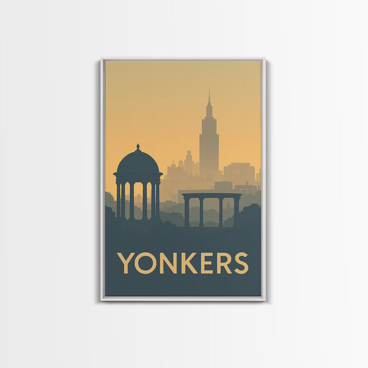 Yonkers Travel Poster, Framed Canvas Print, Minimalist Retro Wall Art, Yonkers Travel Art, Vintage Travel Print, City Travel Prints
