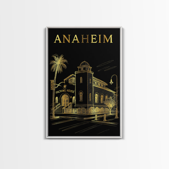 Anaheim California Travel Poster, Canvas Print, Elegant Gold City Art, Anaheim Art Print, Office Decor, Travel Wall Decor, Fine Art Print
