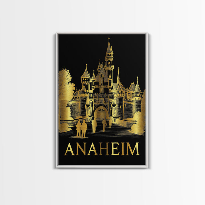 Anaheim Travel Poster, Framed Canvas Print, Dark Background Poster Art, Anaheim Art Print, Gift For Travelers, City Illustration