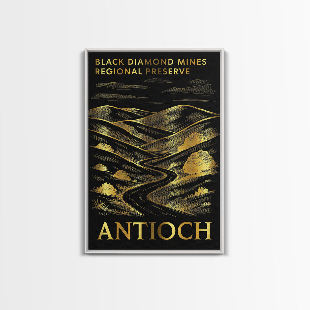 Antioch Travel Poster, Framed Canvas Print, Black And Gold Line Art, Antioch Travel Art, Travel Wall Art, City Illustration, Travel Decor