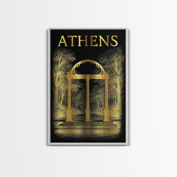 Athens Georgia Travel Poster, Canvas Print, Dark Background Poster Art, Athens Art Print, Mid Century Wall Art, Wall Decor, Travel Art Print