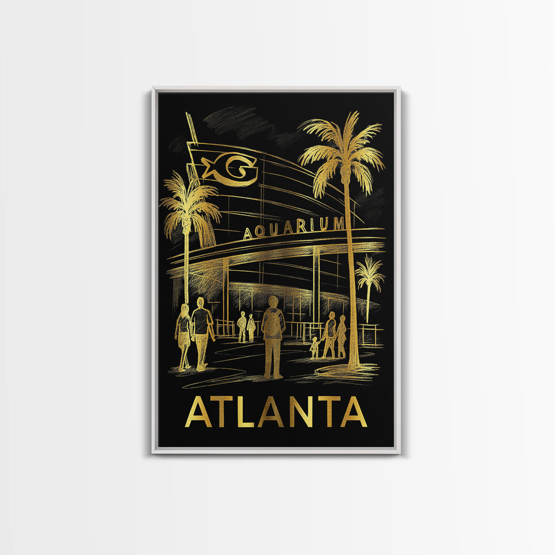 Atlanta Travel Poster, Canvas Print, Dark Background Poster Art, Atlanta Poster Print, Travel Wall Decor, Modern Wall Decor, Art Print