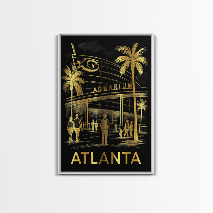 Atlanta Travel Poster, Canvas Print, Dark Background Poster Art, Atlanta Poster Print, Travel Wall Decor, Modern Wall Decor, Art Print