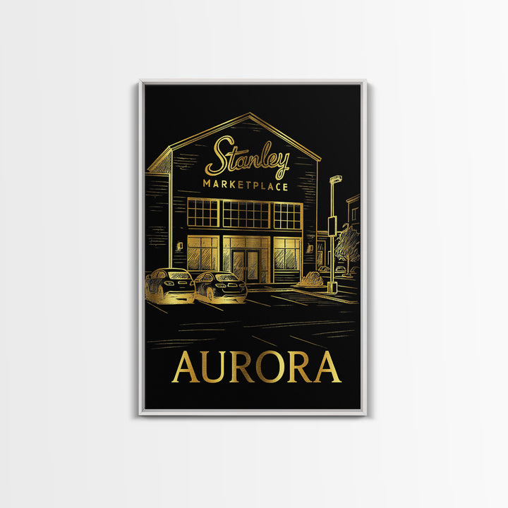 Aurora Travel Poster, Canvas Print, Dark Background Poster Art, Aurora Poster Print, Travel Wall Decor, City Illustration, Fine Art Print