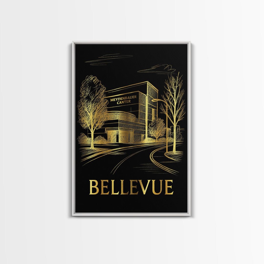 Bellevue Travel Poster, Canvas Print, Dark Background Poster Art, Bellevue Poster Print, Travel Poster Art, Travel Wall Art, Art Print