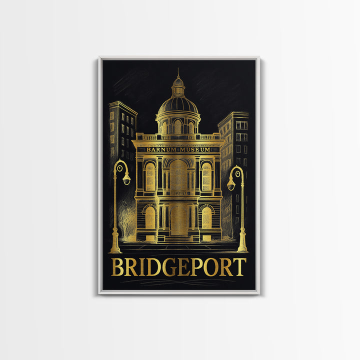 Bridgeport Travel Poster, Canvas Print, Black And Gold Line Art, Bridgeport Art Print, City Art Print, Travel Poster Art, Travel Poster Set