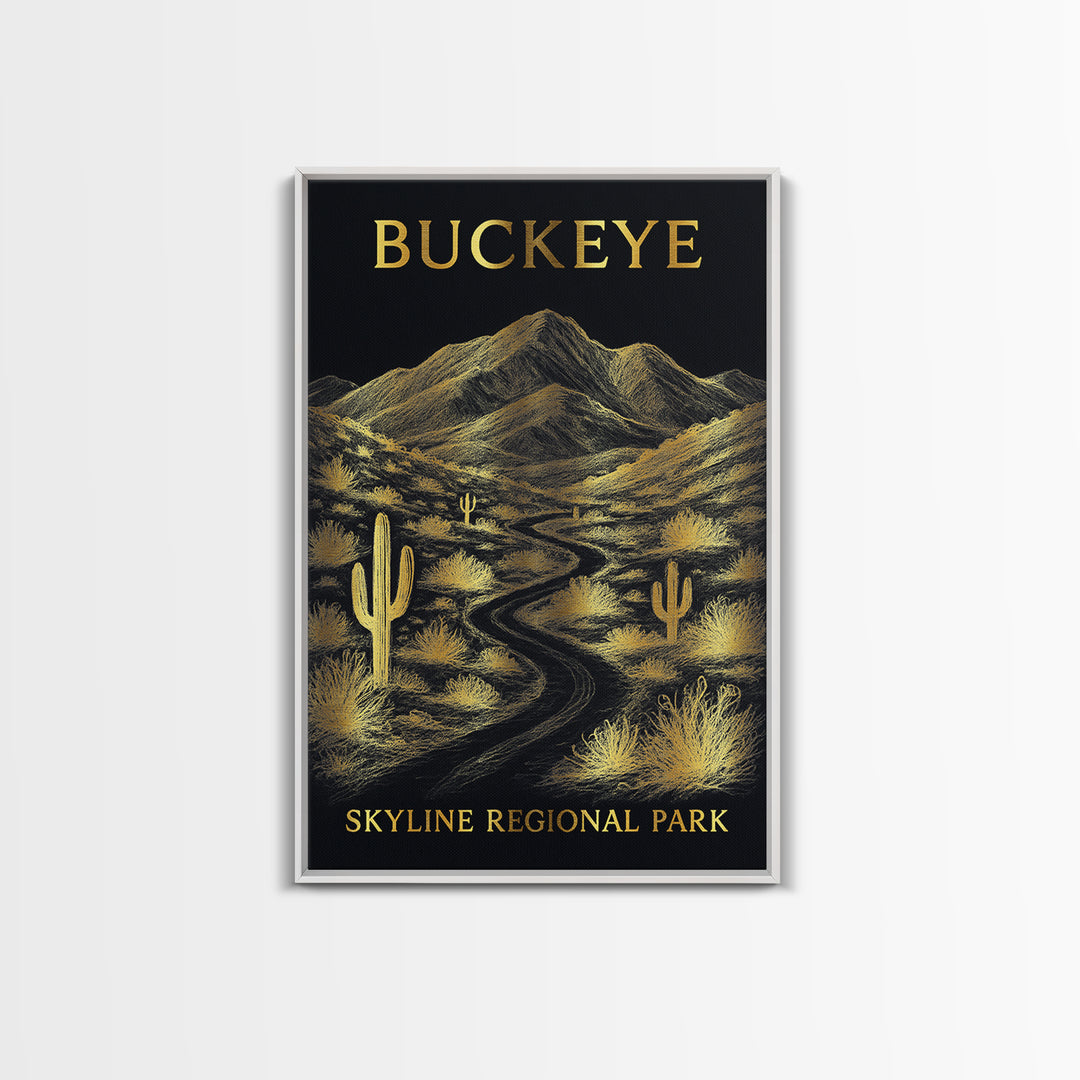 Buckeye Arizona Travel Poster, Canvas Print, Gold Sketch Wall Art, Buckeye Travel Art, Fine Art Print, City Art Print, Travel Wall Art