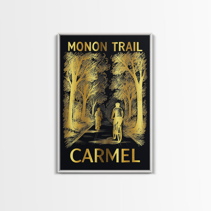 Carmel Travel Poster, Framed Canvas Print, Elegant Gold City Art, Carmel Art Print, City Art Print, Fine Art Print, Gift For Travelers